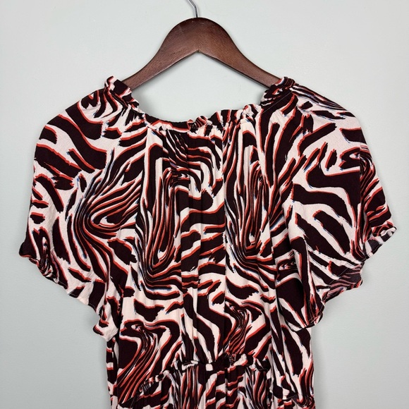 Anthropologie Robin Tiered Mini Dress in Brown/White Marble Animal - Picture 8 of 9